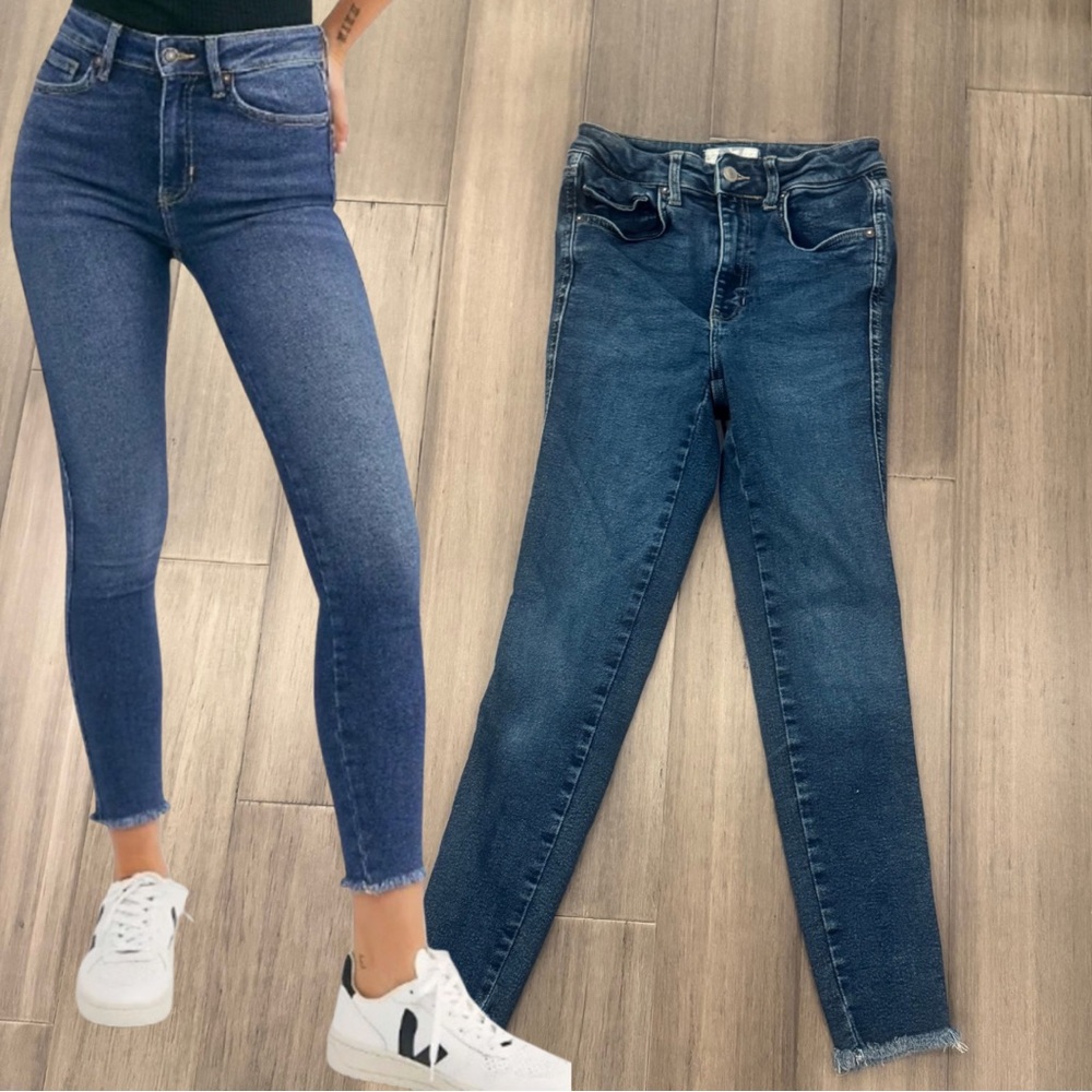 We the Free | Free People High Rise Raw Hem Skinny Jeans | Size 27